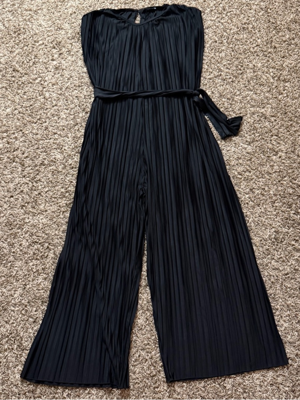 Zara Black Pleated Jumpsuit with Tie Belt - Women - Picture 3 of 4